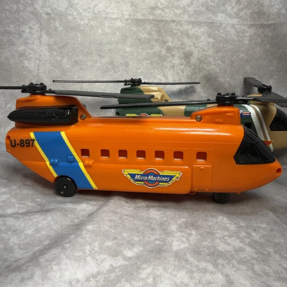 VTG Micro Machines Helicopter Playset x2 Chinook Style Ready for Play or Display